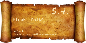 Siroki Anikó névjegykártya